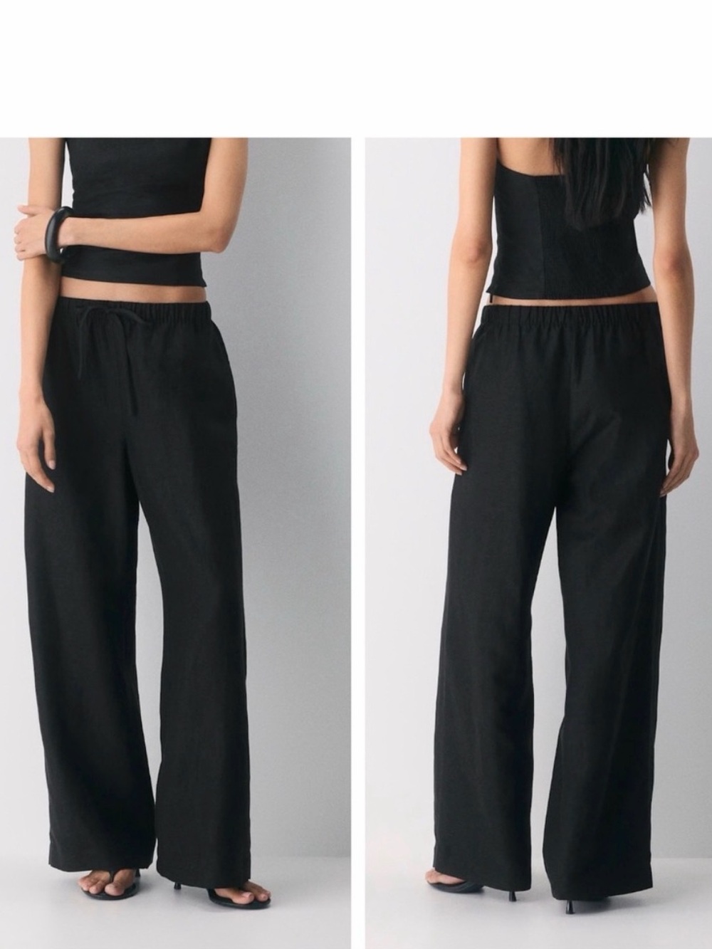 Aritzia Wilfred cruiselinen lodge pant elastic waist wide leg size small black